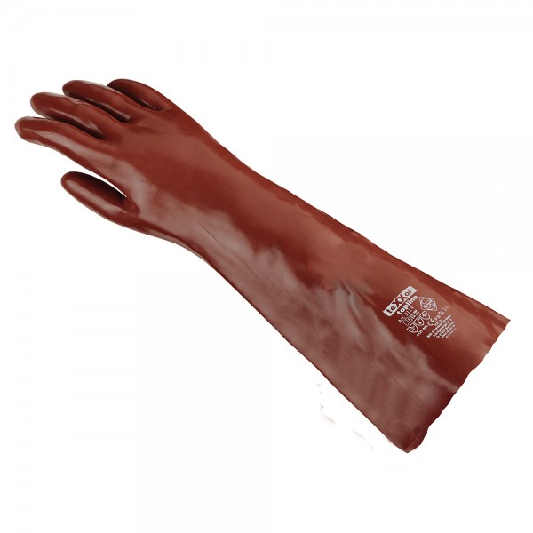 Chemikalienschutz-Handschuh PVC rotbraun ca. 60 cm