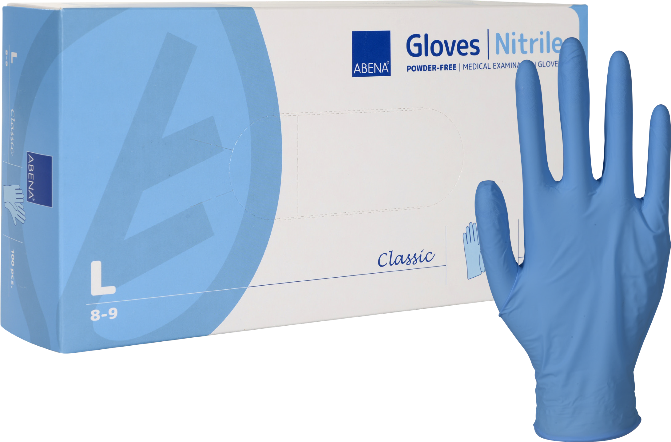 100 Nitril Handschuhe blau, 24 cm    L 8 - 9