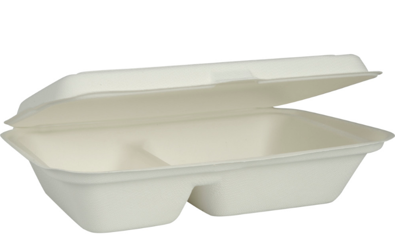 500 Bagasse Menübox 2-geteilt, weiß